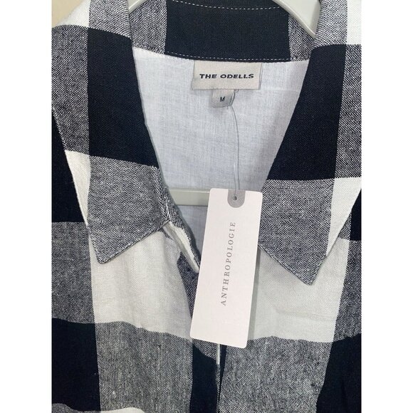 ANTHROPOLOGIE $268 The Odells Windowpane Plaid Trapeze Shirt Dress Size Medium - Picture 5 of 11